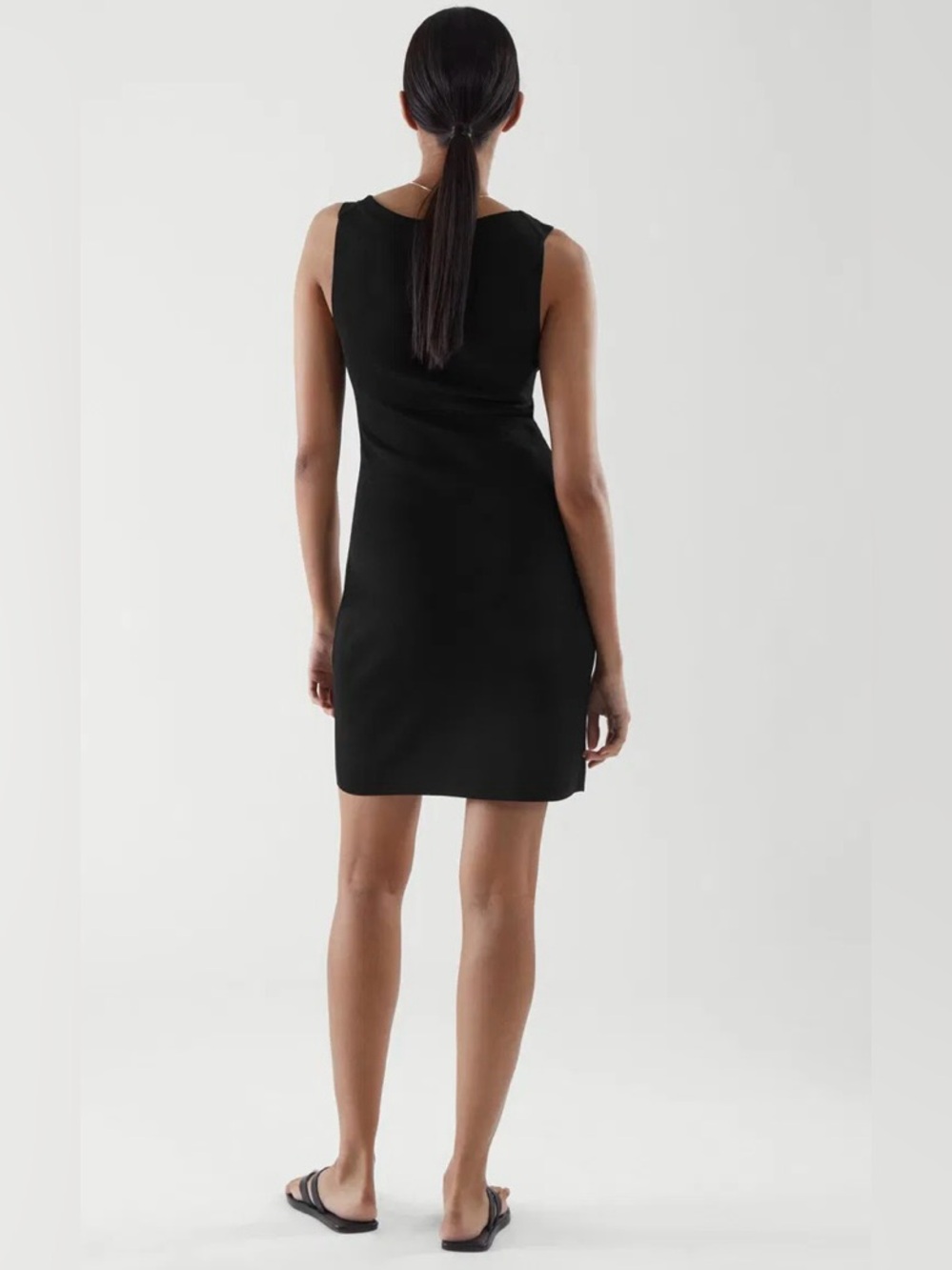 COS Square Neck Tube Knit Form fitting Dress Black Party Formal Large Stretch - Picture 3 of 7